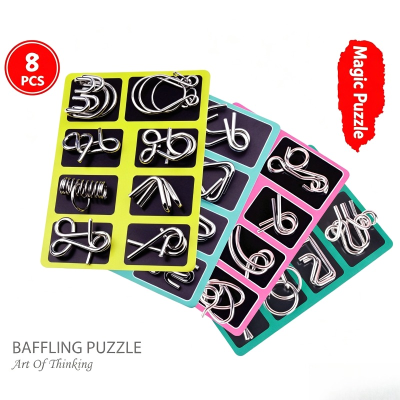 8 Pieces Metal Puzzle Set Clas - Party Games Kids Indoor review and price